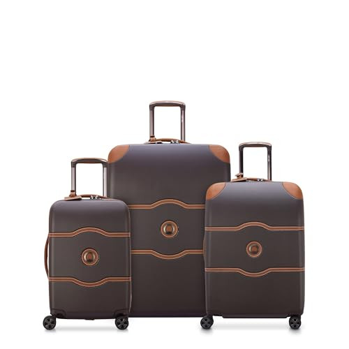 DELSEY PARIS Chatelet Air 2.0 Hardside Luggage with Spinner Wheels, Chocolate Brown, 3 Piece Set, (19/24/28) | Amazon (US)