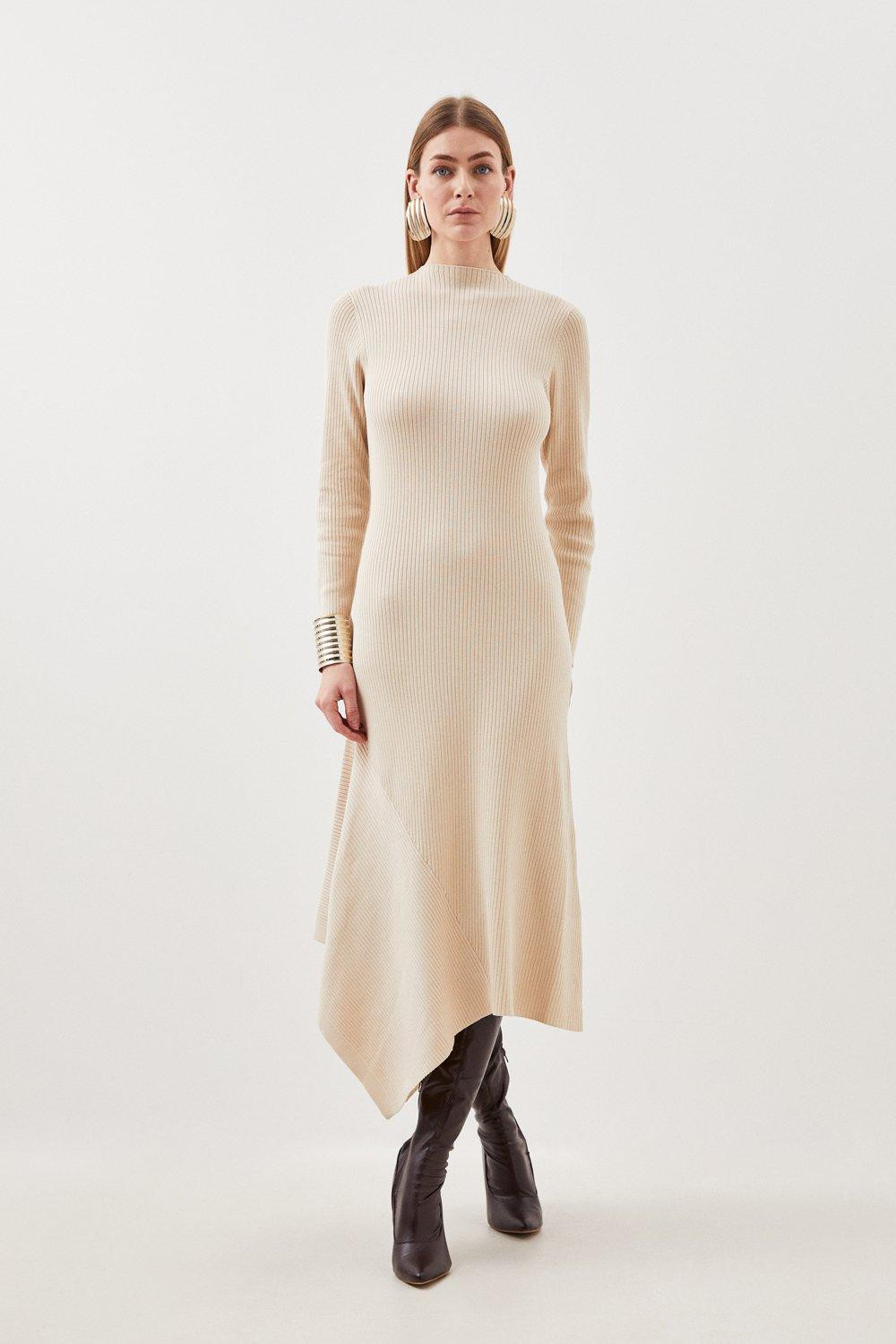 Viscose Blend Rib Knit Midaxi Dress | Karen Millen | Karen Millen UK + IE + DE + NL