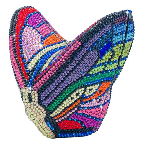 Usuisy Novelty Butterfly Crystal Clutch Women Evening Bag and Clutches Party Wedding Handbags Rhinestone Clutch Purses,Mini,Multi Mariposa | Amazon (US)