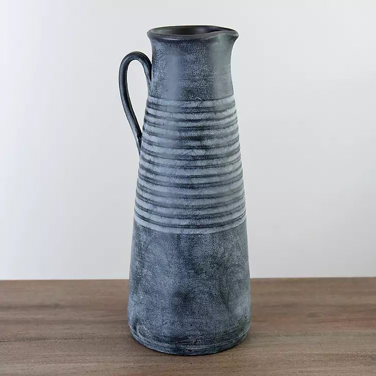 Black Grooved Terracotta Pitcher Vase, 20 in. | Kirkland's Home