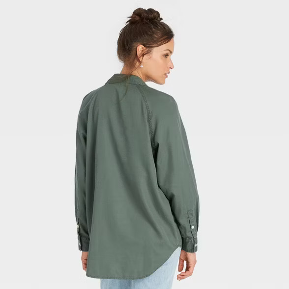 Women's Raglan Long Sleeve Button-Down Shirt - Universal Thread™ | Target