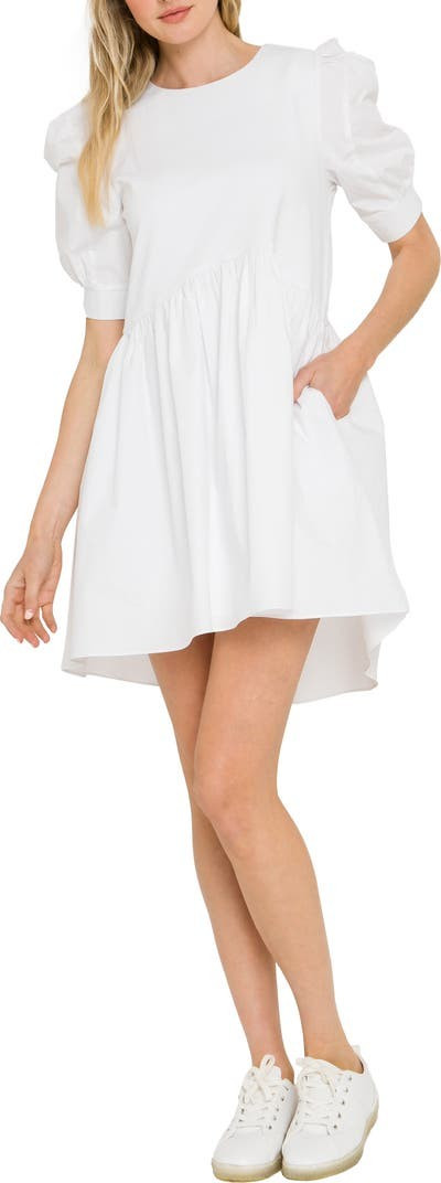 Mixed Media Puff Sleeve Dress | Nordstrom