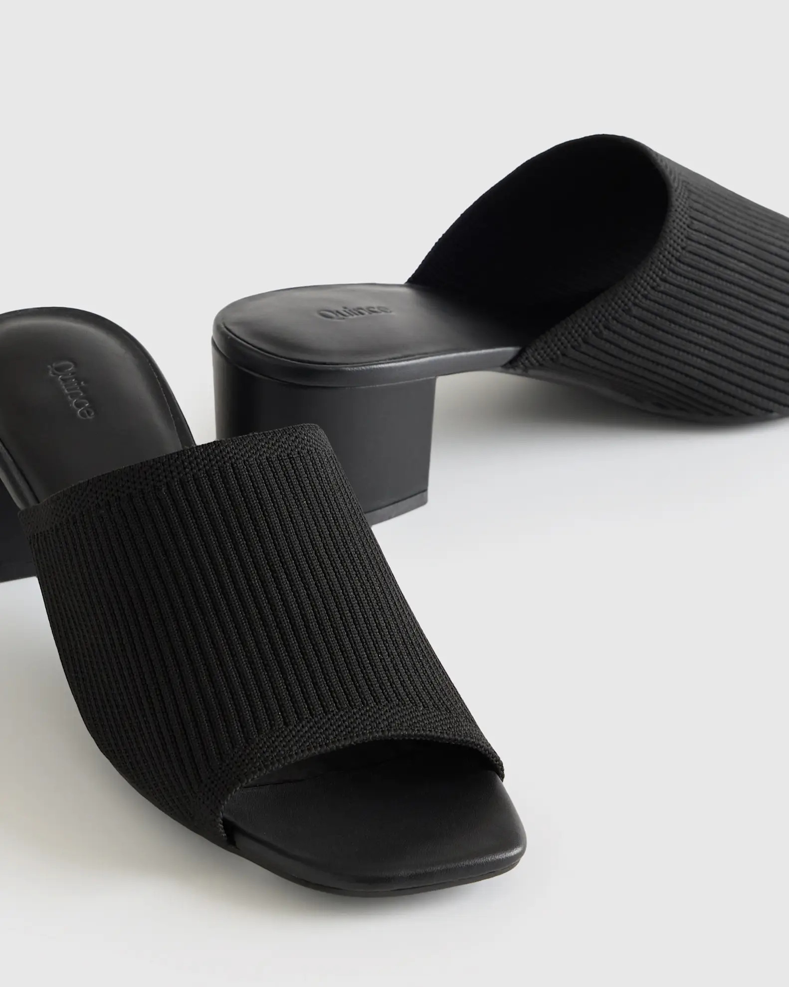 Italian Leather & Eco Knit Heeled Mule | Quince