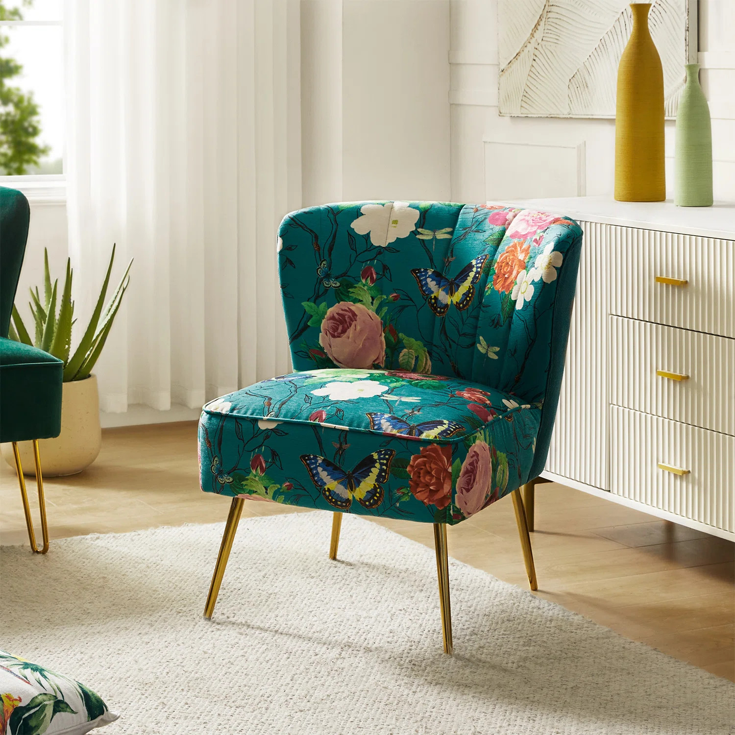 Adelynn Felicia Velvet Barrel Chair with Tufted Back | Wayfair North America