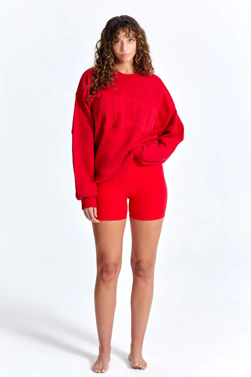 VARSITY BIKER SHORT RED | The Bar