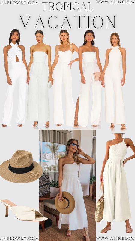 Tropical vacation outfit idea. White summer jumpsuit. White jumpsuit outfits. Amazon jumpsuit. 

#LTKstyletip #LTKU #LTKSeasonal