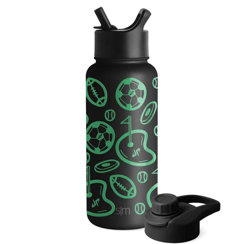 Dude Perfect Summit Water Bottle with Straw Lid and Chug Lid | Simple Modern