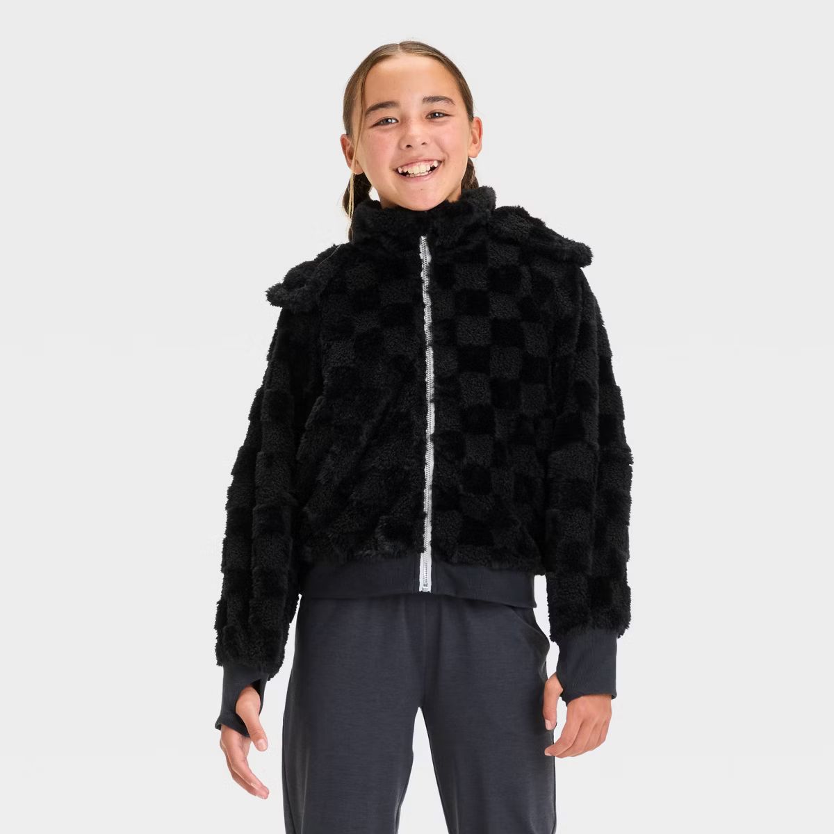 Girls' Faux Shearling Fleece Jacket - All In Motion™ | Target