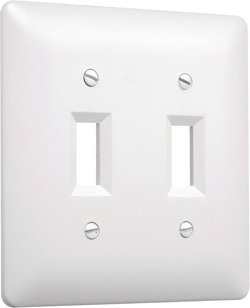TayMac 4400W Paintable Double Toggle Light Switch Wall Plate Cover, White, 2-Gang | Amazon (US)