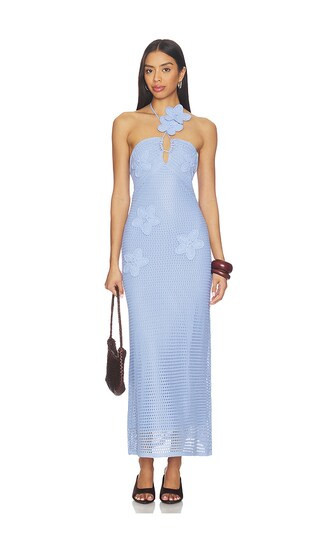Line & Dot Gienna Sweater Maxi Dress in Baby Blue. - size L | Revolve Clothing (Global)