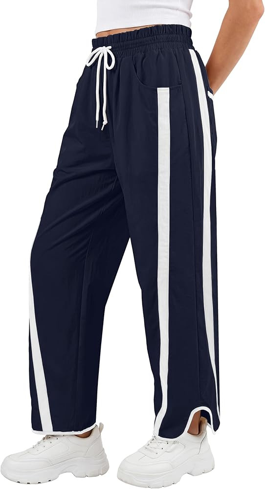 ANRABESS Women Track Pants Casual Drawstring Waist Lightweight Baggy Contrast Color Workout Barre... | Amazon (US)