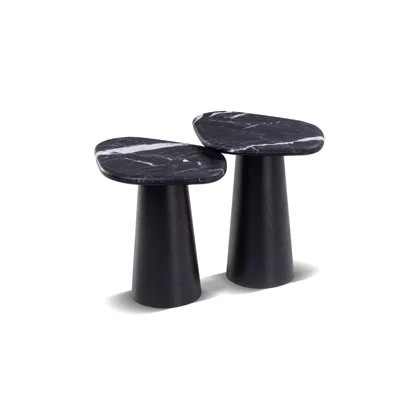 Jade 2-Piece Nesting End Table Set – Black Oak & Nero Marble | Wayfair North America
