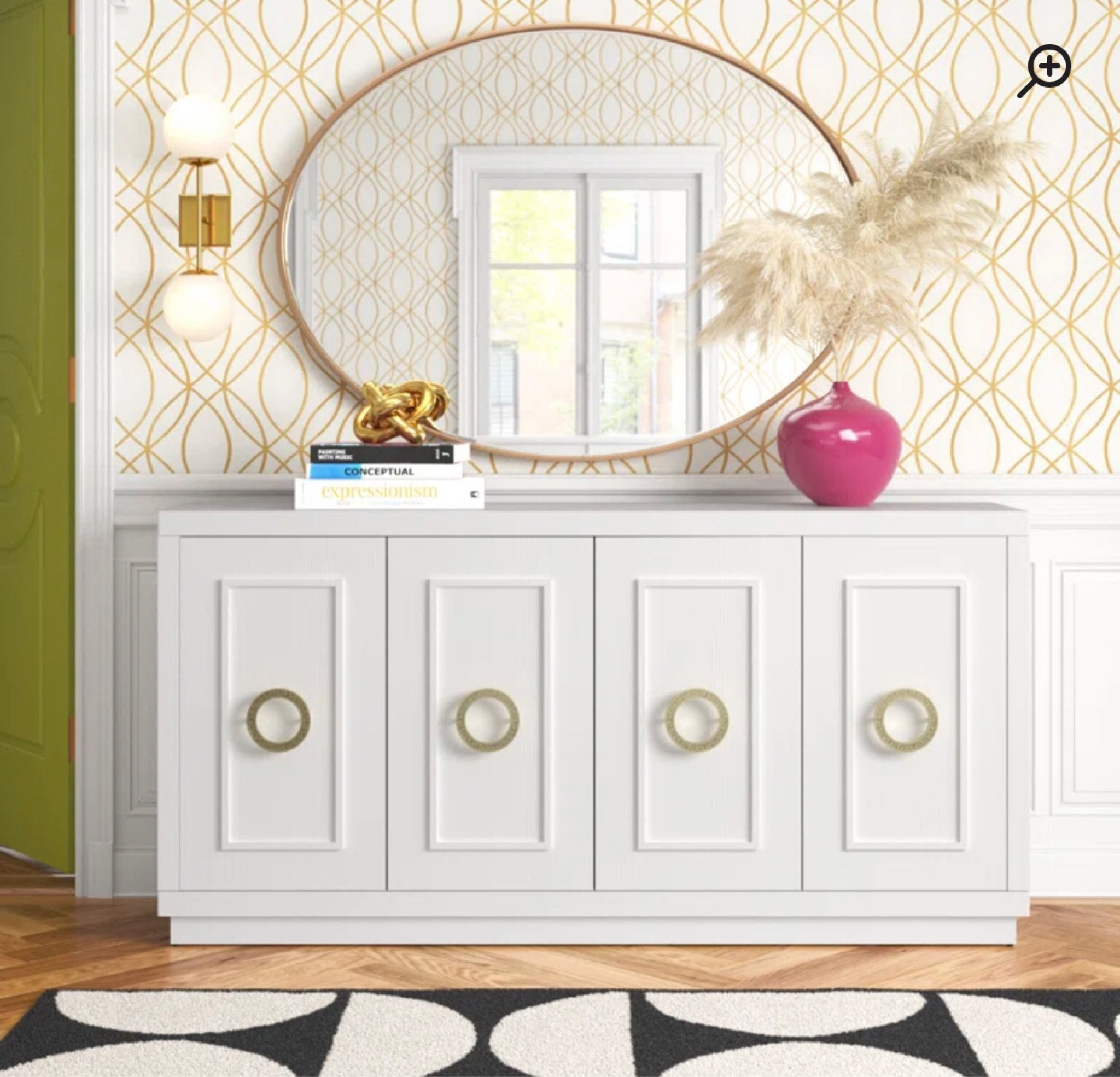 The prettiest white sideboard with gold circular detailed hardware 


White sideboard, white console table, white media console, white buffet

#LTKFind #LTKhome #LTKSeasonal