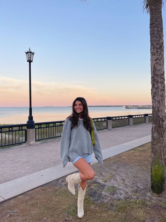 [5/9/26] casual ootd in my grey bandit sweater 🤍 love pairing denim shorts with my fav Jeffrey Campbell boots to elevate my outfit! greybandit code always VIV15 

 #LTKgrwm #LTKootd #LTKSeasonal