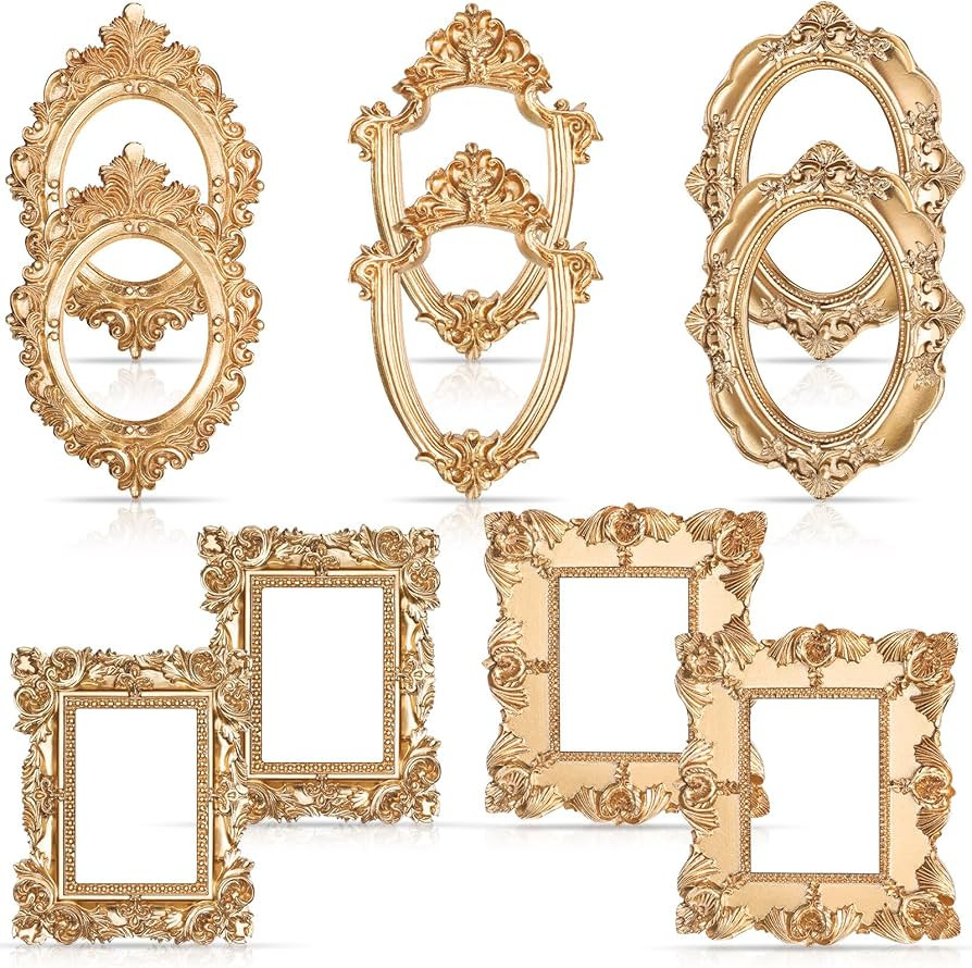 Yalikop 10 Pcs Vintage Resin Picture Frame Antique Photo Frame Resin Wall Hanging Photo Frame Tab... | Amazon (US)