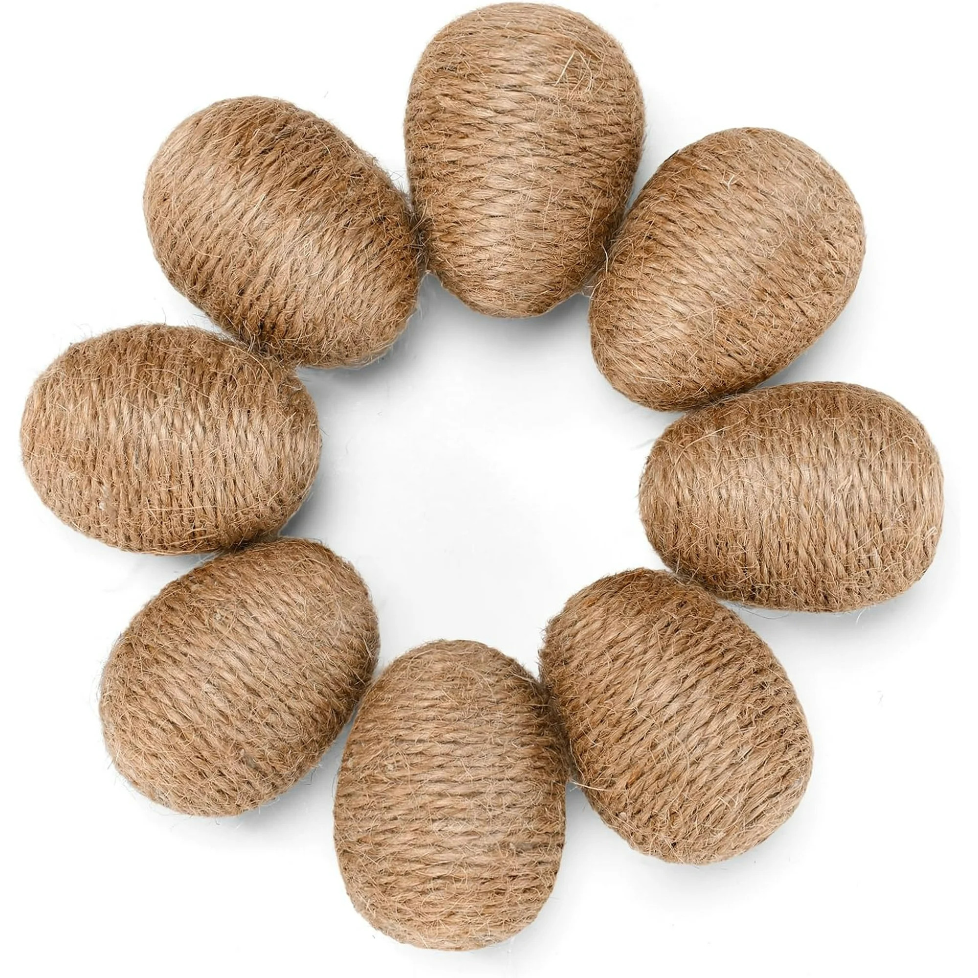 Satmonnus 8pcs Linen Rope Easter Ornaments, Rustic Brown Decorative Eggs for Spring Easter Basket... | Walmart (US)