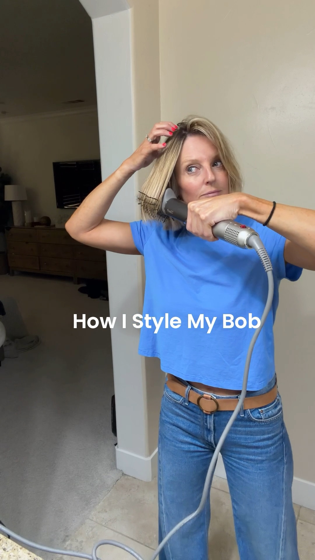 All my favorites to style my bob 💁🏼‍♀️

(Exact tee color is sold out, but linked a white one. Belt is old) 

#LTKmorningroutine #LTKgrwm #LTKselfcare