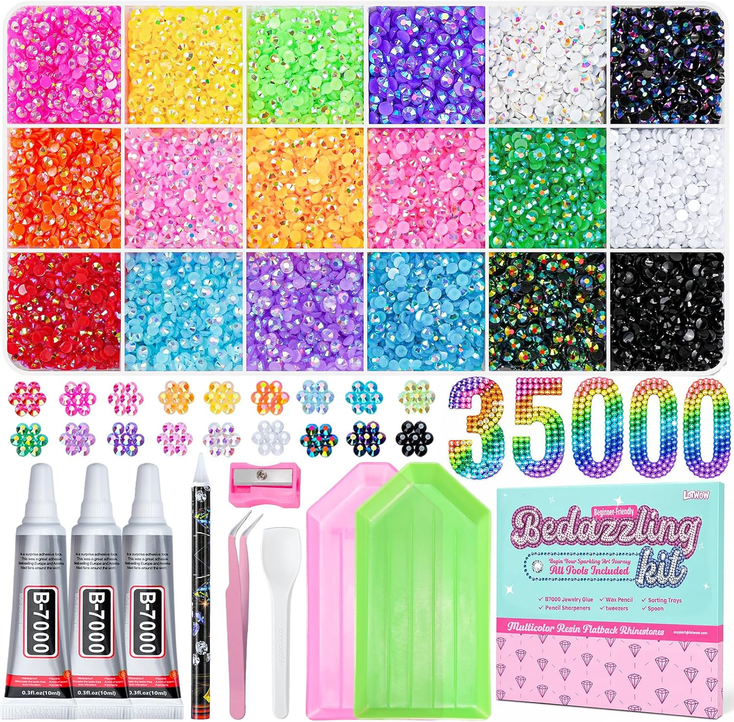 Rhinestones Bedazzling Kit 35000Pcs 18 Essential Colors for Crafts | Amazon (US)