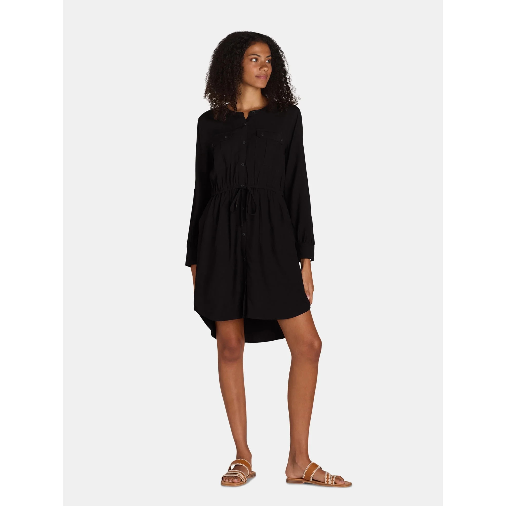 Time and Tru Women's and Women's Plus Utility Shirtdress with Long-Sleeves, Sizes XS-4X - Walmart... | Walmart (US)