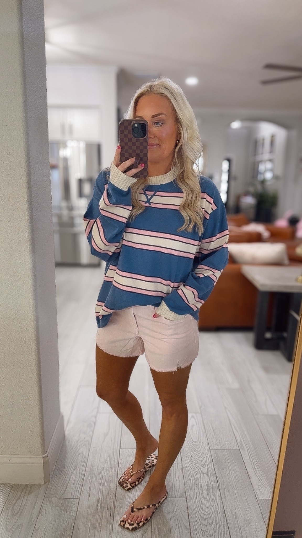 The softest striped sweater for spring - small
The new denim shorts in this pale pink - medium 
