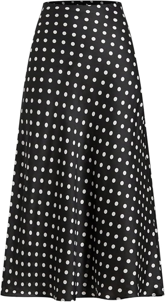 GORGLITTER Women's Polka Dots Long Flowy Skirts Dressy High Waisted Business Causal Skirt | Amazon (US)