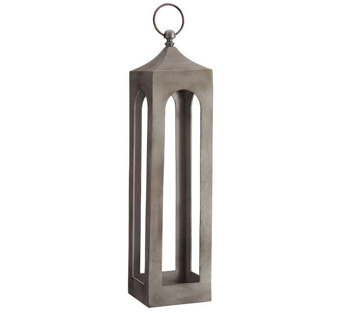 Caleb Handcrafted Metal Lanterns - Grey | Pottery Barn (US)