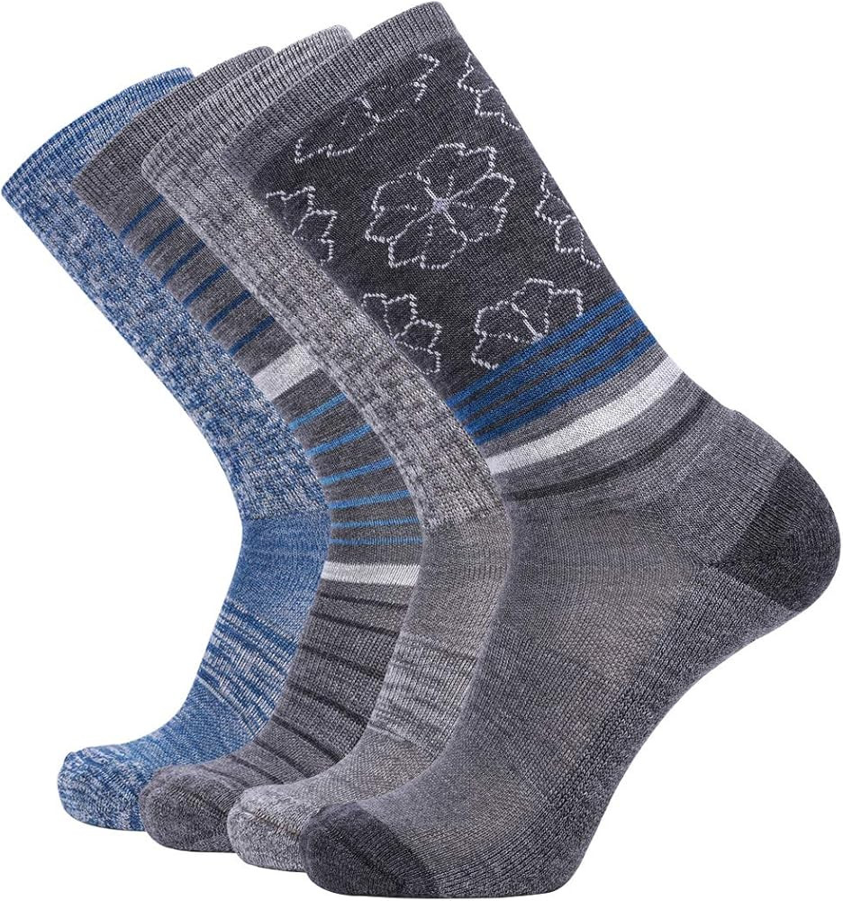 EnerWear 4 Pack Women's Merino Wool Outdoor Hiking Trail Crew Sock | Amazon (US)