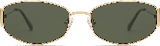 Appassal Retro Oval Sunglasses For Women Men Small Hexagonal Rectangle Metal Frame Sun Glasses AP... | Amazon (US)