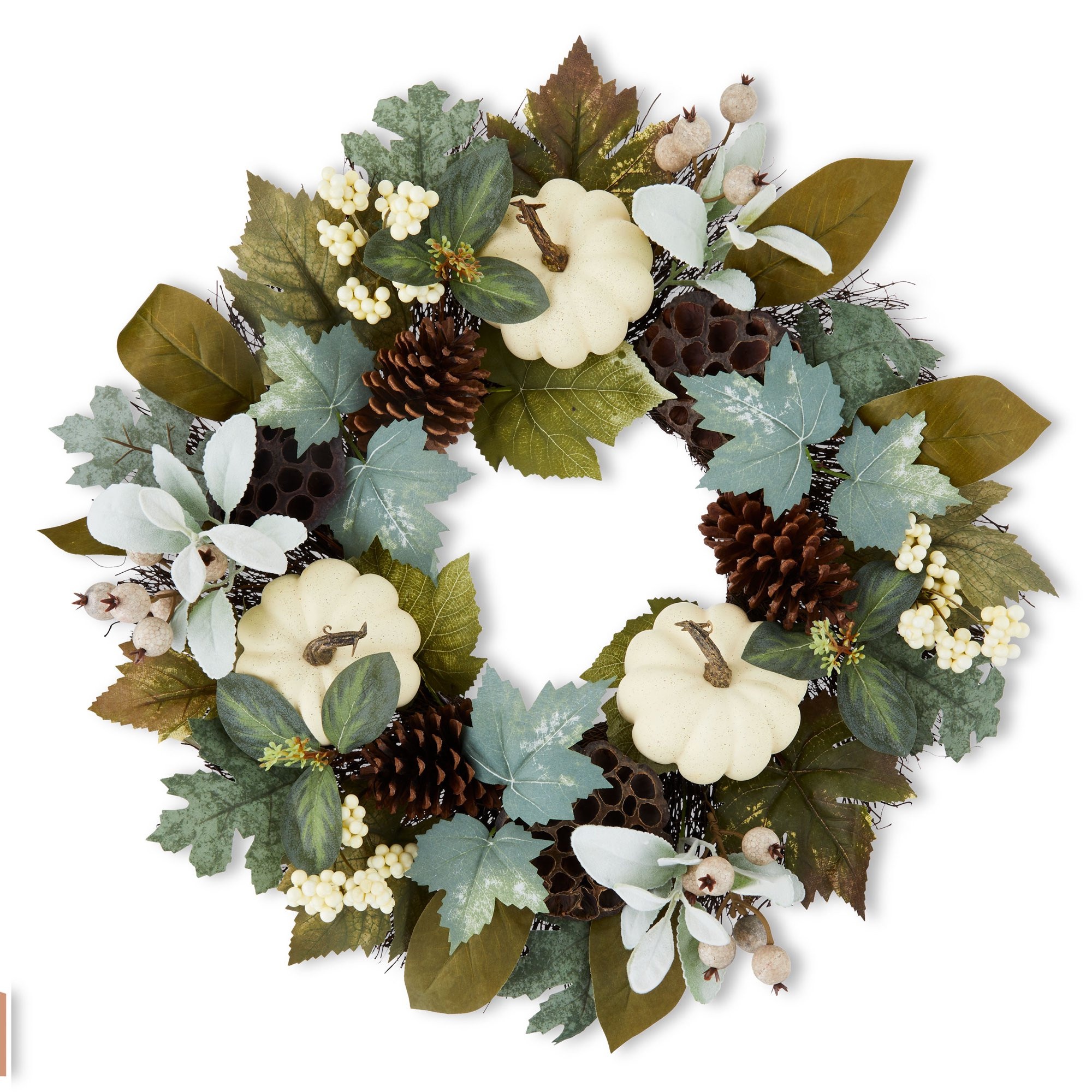 Harvest 24" White/Green Large Pumpkins Wreath, Way to Celebrate | Walmart (US)