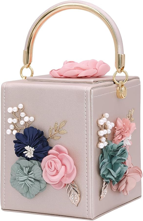 Milisente Evening Clutch Bag for Women Floral Square Box Evening Bags Crossbody Shoulder handBags... | Amazon (US)