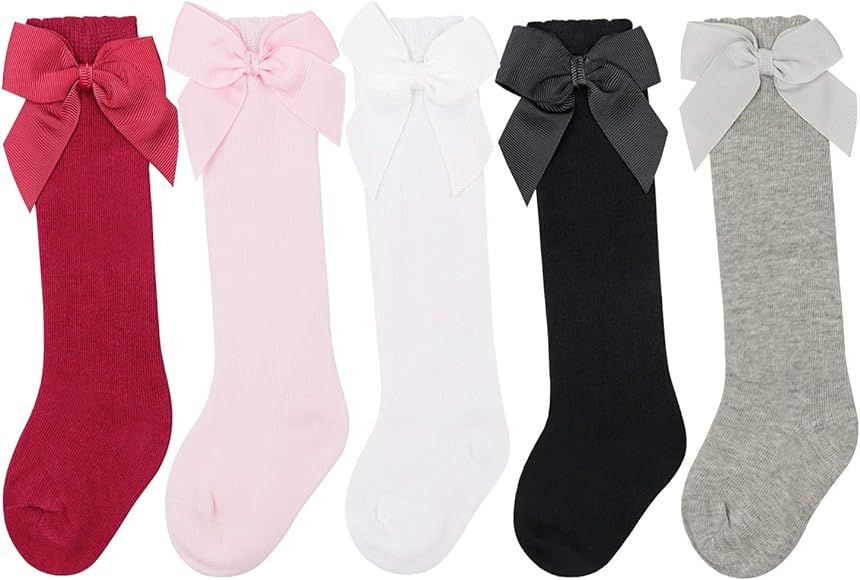 BQUBO Baby Knee High Sock Toddler Girl Dress Socks Baby Knit Stocking Cotton Infant Girls Socks | Amazon (US)