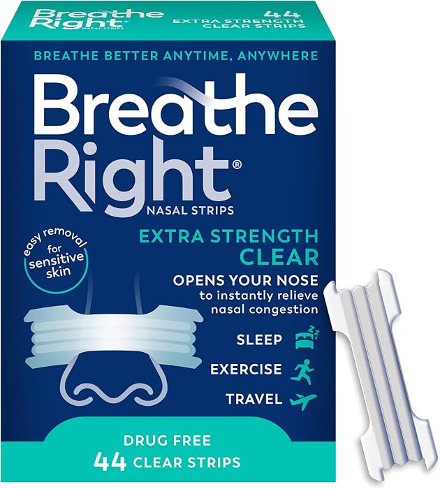 Breathe Right Nasal Strips, Extra Strength Clear Nose Strips, Drug-Free Nasal Congestion Relief f... | Amazon (US)