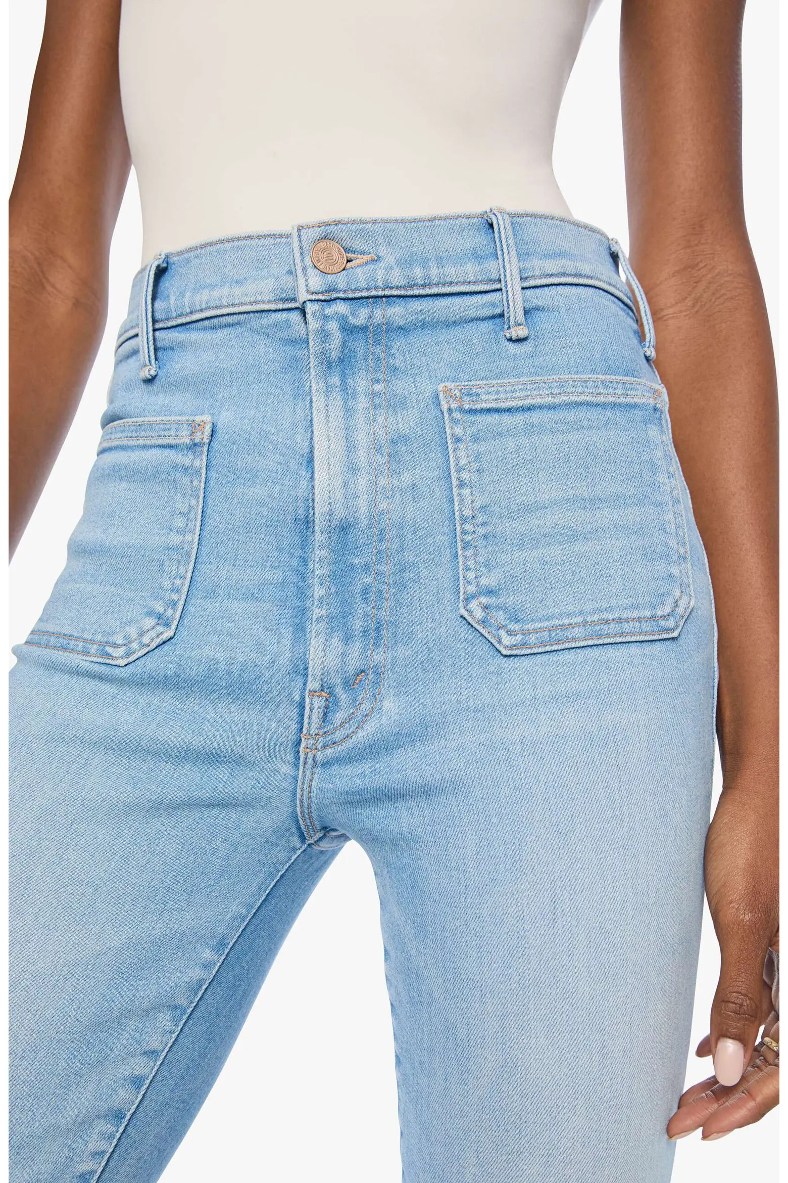The Hustler Patch Pocket High Waist Flood Ankle Bootcut Jeans (Women) | Nordstrom | Nordstrom