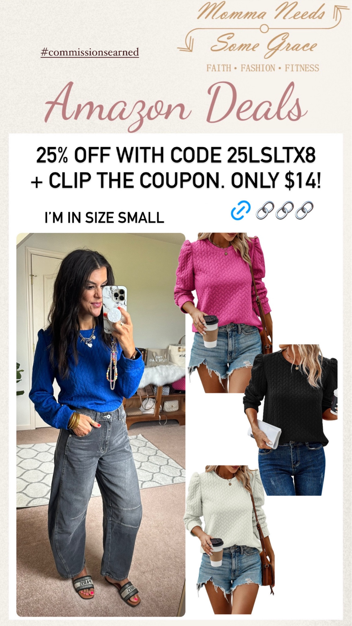 Puff sleeve quilted shirt on promo for $14! Ends 9/7

How to use the promo code 👇🏼

Copy the code above (screenshot and then go to the picture, hold your finger down on top of the code), paste it in the box at checkout (the box is at the bottom of the payment page) . Hit space and "go" on the keyboard. Then the code should be applied.

#LTKFindsUnder100 #LTKSaleAlert #LTKSeasonal