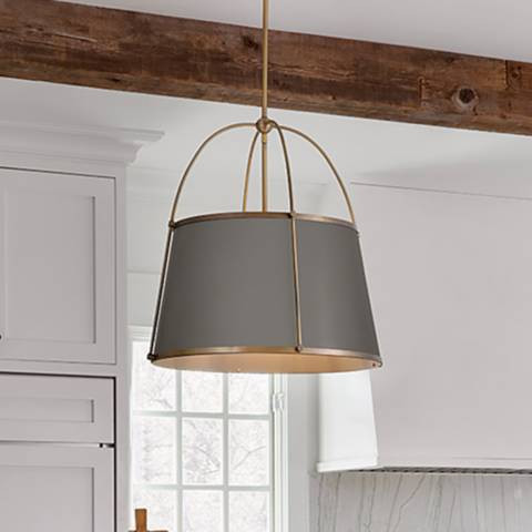 Hinkley Clarke 16 1/4" Wide Brass and Gray Pendant Light | Lamps Plus