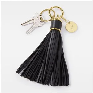 Kittenish Engraved Black Leather Tassel Keychain & Bag Tag | Things Remembered