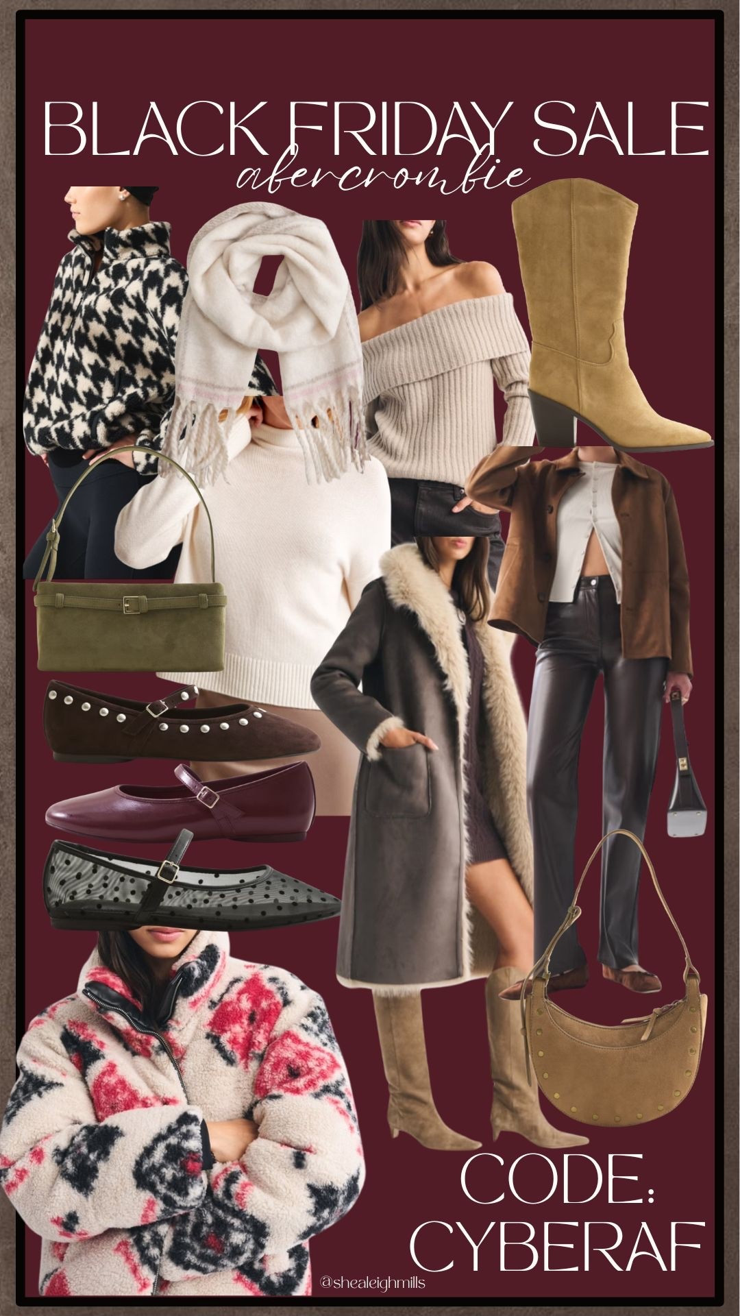 Abercrombie Black Friday Deals 🤎🔥
25–50% off sitewide + an extra 15% off with code: CYBERAF

Linking all my favorite cozy jackets, off-the-shoulder sweaters, boots, and the prettiest flats I’ve been eyeing all season. Perfect for winter outfits, holiday events, and gifting! 🎁✨
Shop quick — these always sell out during Cyber Week!

🛍️ Things to grab:
• Sherpa jackets & coats
• Neutral sweaters you’ll wear nonstop
• Western & tall boots
• Ballet flats + Mary Janes
• Everyday bags + winter accessories

💸 Discounts stack today → 25–50% off + extra 15% CYBERAF‼️

#LTKGiftGuide #LTKCyberWeek #LTKHoliday