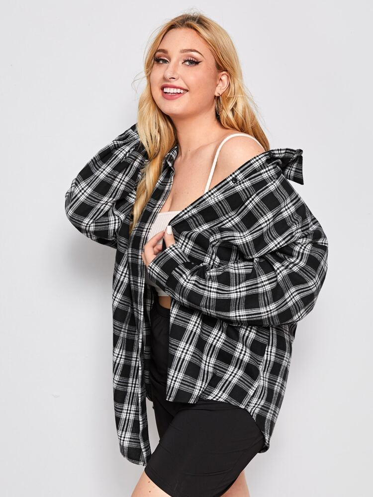 Plus Plaid Button Up Blouse | SHEIN
