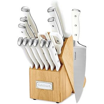 Cuisinart 15-Piece Knife Set with Block, High Carbon Stainless Steel, Forged Triple Rivet, White,... | Amazon (US)