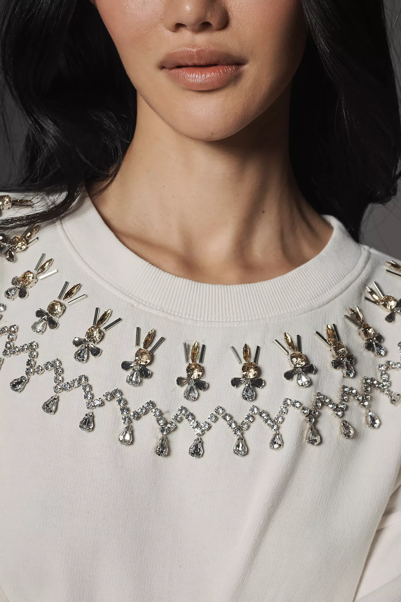 Maeve Long-Sleeve Embellished Sweatshirt | Anthropologie (US)