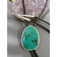 Turquoise Bolo Tie/Gold Matrix Tie/Leather Tie/Genuine 925 Sterling Silver Bolo/Large Tie/Gift For Dad/B2 | Etsy (US)