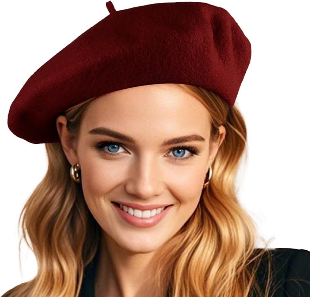 French Wool Beret Hats for Women Man Solid Color Classic Beanie Winter Cap Painter Berets. | Amazon (US)