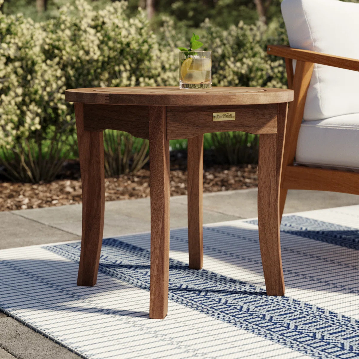 Akiva 20" W Round Solid Eucalyptus Wood Outdoor Side Table | Wayfair North America