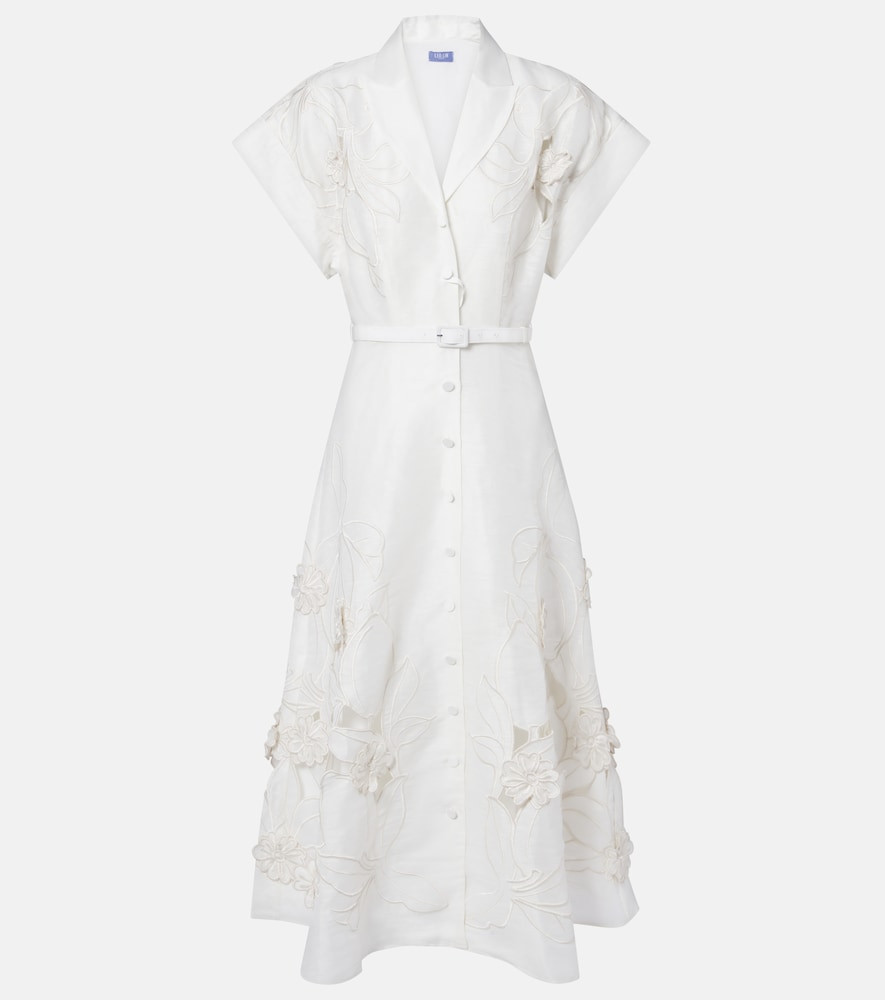 Leo Lin Aubrey floral-applique linen-blend shirt dress | Mytheresa (UK)
