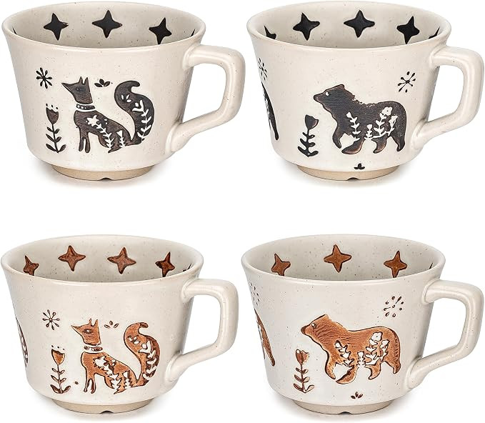 Ceramic Coffee Mug, 12 oz Novelty Unique Teacup with Handle, Stoneware Cup for Tea Mocha Latte Ca... | Amazon (US)