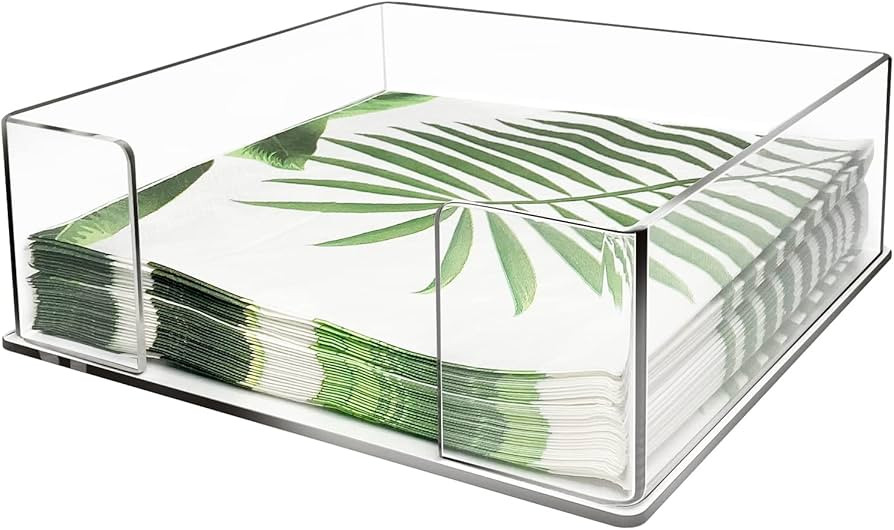Acrylic Napkin Holder, Square Napkins Holder for Cocktail Table and Kitchen, Table Top Napkin Dis... | Amazon (US)