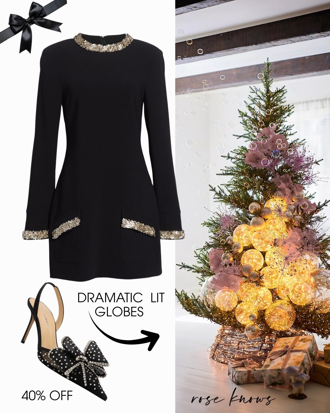 Holiday dress ideas, Mach and Mach 40%off and unique tree globes 

#LTKHoliday #LTKSaleAlert #LTKParties