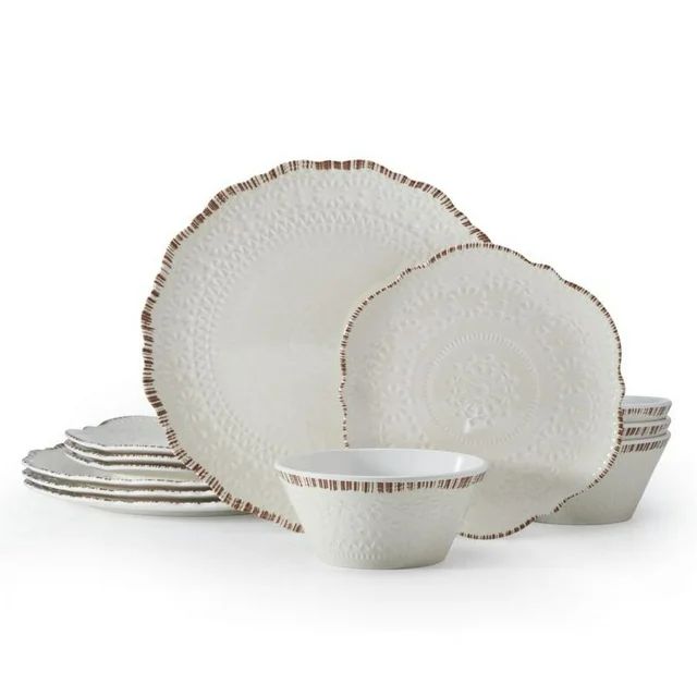 Pfaltzgraff Chateau 12 Piece Melamine Dinnerware Set White | Walmart (US)