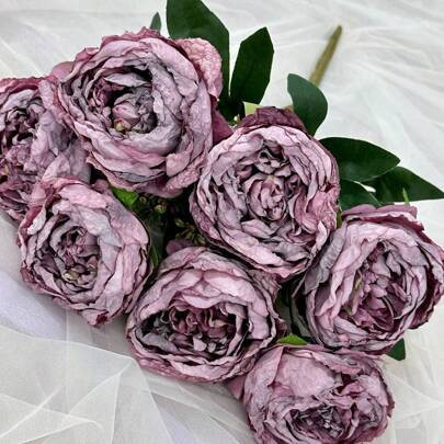 2 Bundles Vintage Peonies Artificial Flowers Bouquets 14 Heads Big Fake Peonies Silk Faux Peonies With Stems For Wedding Centerpieces For Table Home D | SHEIN