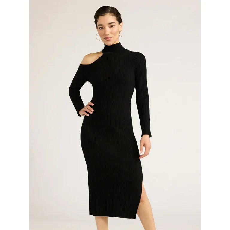 Sofia Jeans Women's Turtleneck Cutout Shoulder Sweater Dress, Sizes XS-XXL | Walmart (US)